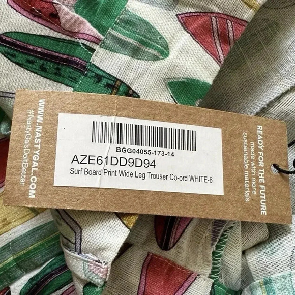 Nasty Gal Surf Board Print Wide Leg Trouser Pants Size 2 NWT - Picture 6 of 9